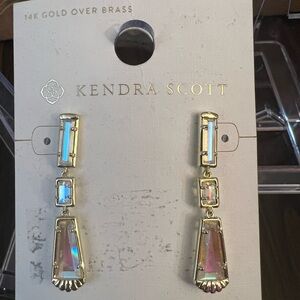 Kendra Scott Iridescent Crystal Drop Earrings Art Deco Style NWT